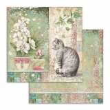 Scrapbooking Paper Orchidee und Katze